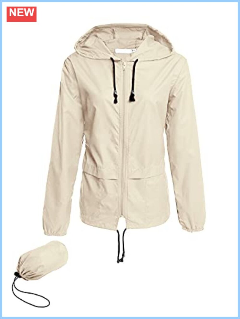 Waterproof Rain Jacket Women Lightweight Packable Hooded Windbreaker Outdoor